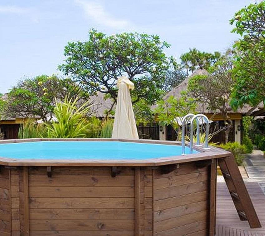 Interline Summer Holz Schwimmbad Bali Set 1 natur Ø655x136 cm Inkl. Sommerabdeckung