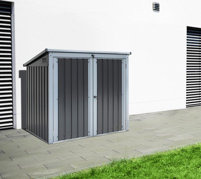 Westmann Stahl Mülltonnenbox und Gerätebox anthrazit/grau 101x158x134 cm 