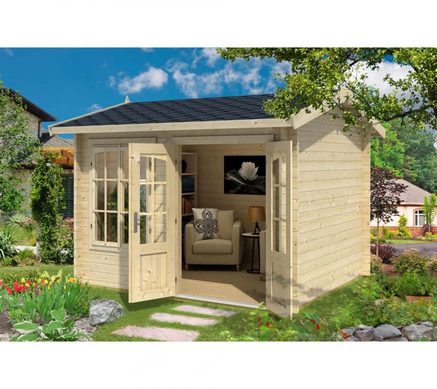 Lasita Maja Holz Gartenhaus Alex 340x308x245 cm Natur