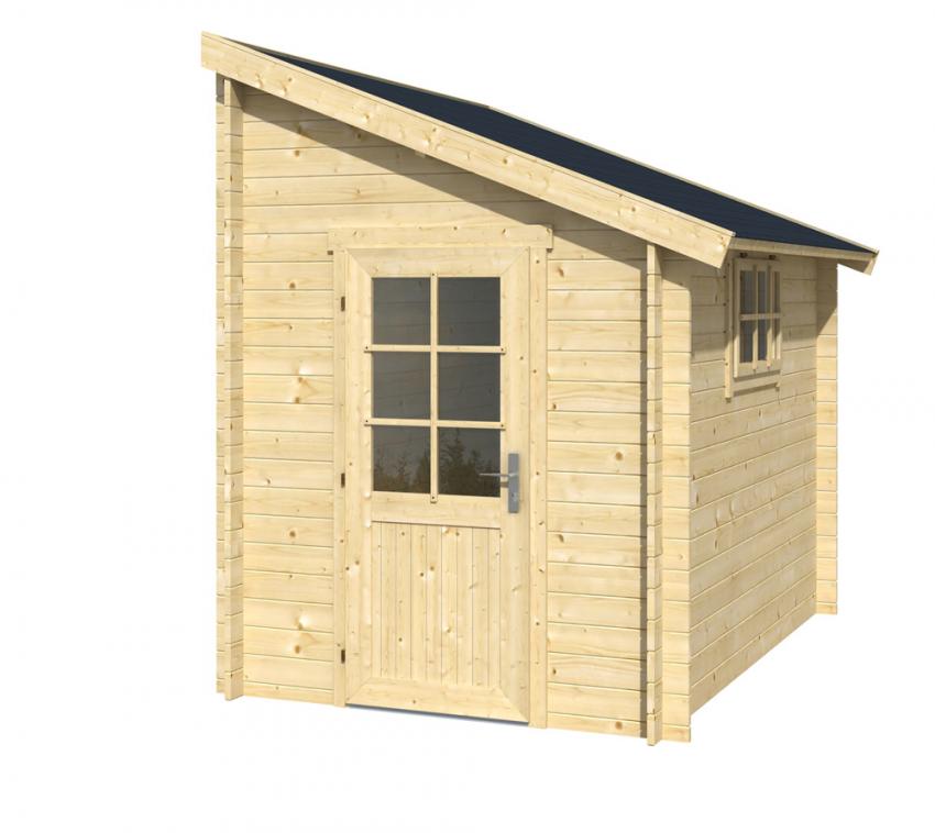 Lasita Maja Holz Gartenhaus Anlehnhaus Jura natur 295x215x268 cm Natur