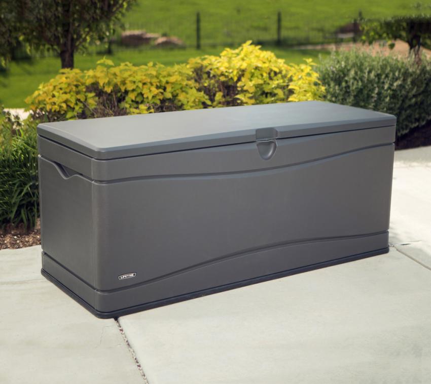 Lifetime Kunststoff Kissen Gartenbox 495 L | Auflagenbox & Gartentruhe | Carbongrau | 61x153x68 cm 