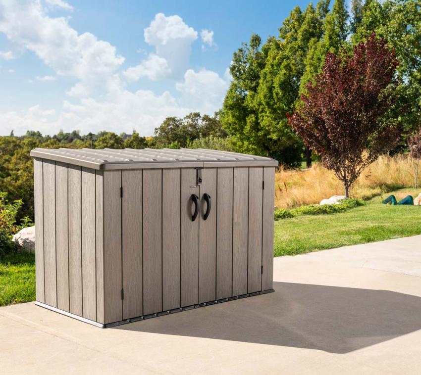 Lifetime Kunststoff Gerätebox Aufbewahrungsbox | Grau/Braun | 108x191x131 cm 