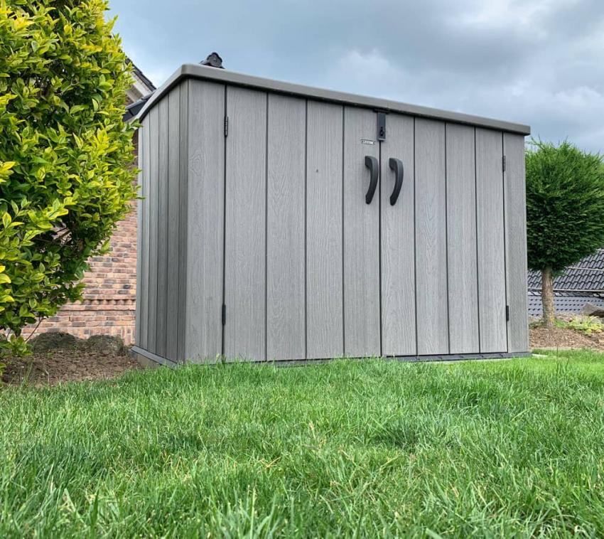Lifetime Kunststoff Gerätebox Aufbewahrungsbox Mülltonnenbox grau 107x191x132 cm 