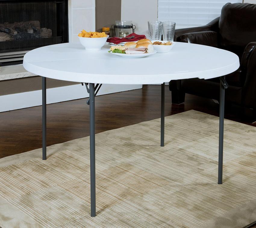 Lifetime Kunststoff Klapptisch | Runder Klapptisch | Weiß | Ø 122x74 cm 
