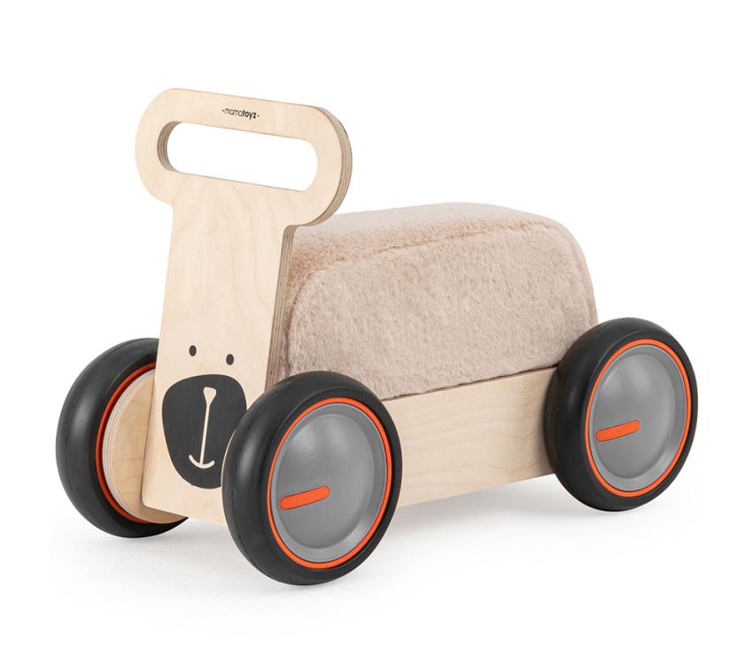 B-WARE MamaToyz Holz Rutschauto & Lauflernwagen Bär | Natur | 47x25x34 cm 