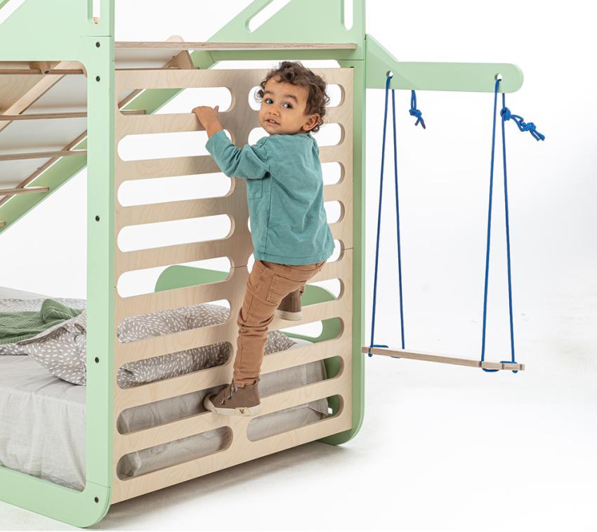 MamaToyz Holz Schreibtisch & Schaukel | Zubehör für Montessori Bett Sleepy | Natur Schreibtisch & Schaukel
