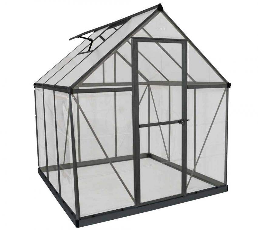 B-WARE Palram - Canopia Aluminium Gewächshaus Hybrid 66 | Anthrazit | 185x185x208 cm 