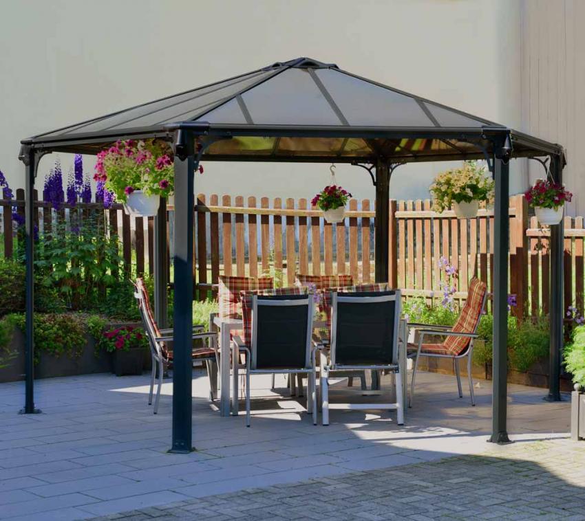 Palram - Canopia Aluminium Pavillon Monaco 6-eckig | Anthrazit | 220x288 cm 