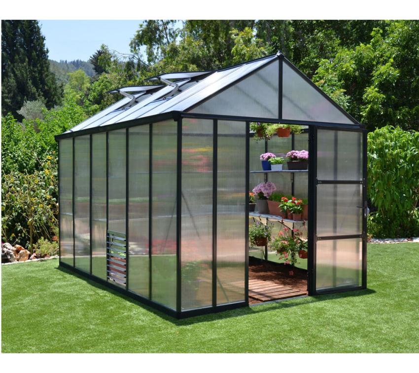 B-WARE Palram - Canopia Aluminium Gewächshaus Glory 46 | Anthrazit | 364x244x268 cm 