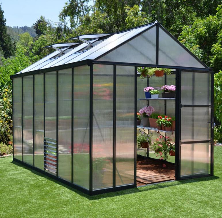 Palram - Canopia Aluminium Gewächshaus Glory 46 | Anthrazit | 364x244x268 cm 