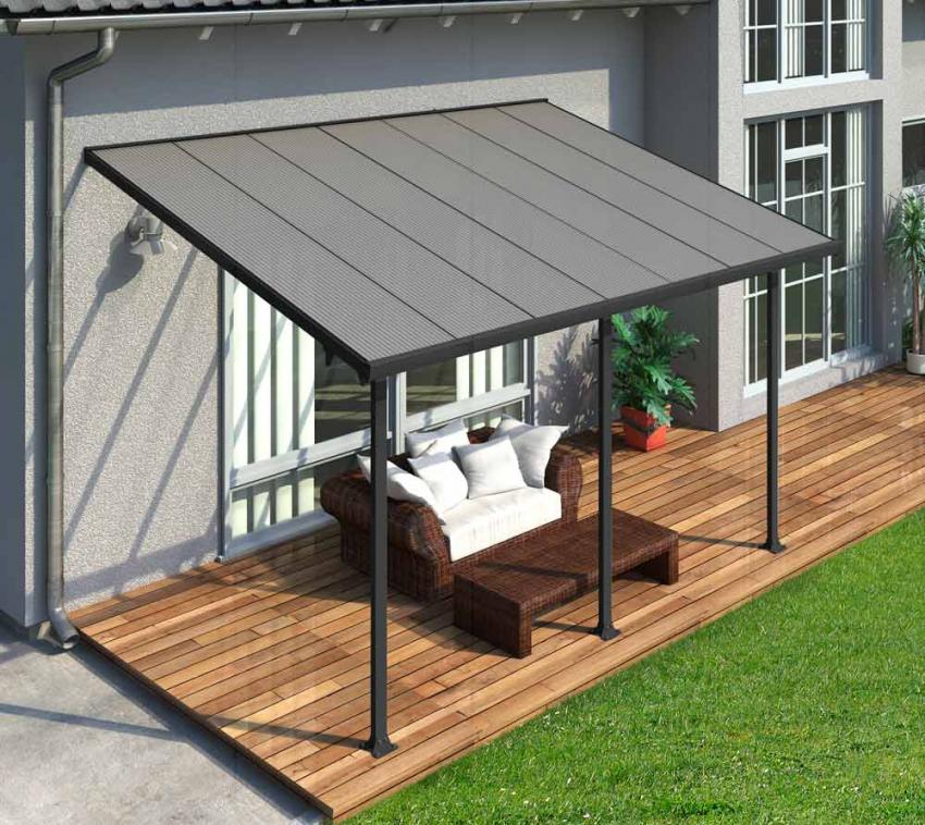 Palram - Canopia Terrassenüberdachung Feria grau 295x425x305 cm Ohne Seitenwand