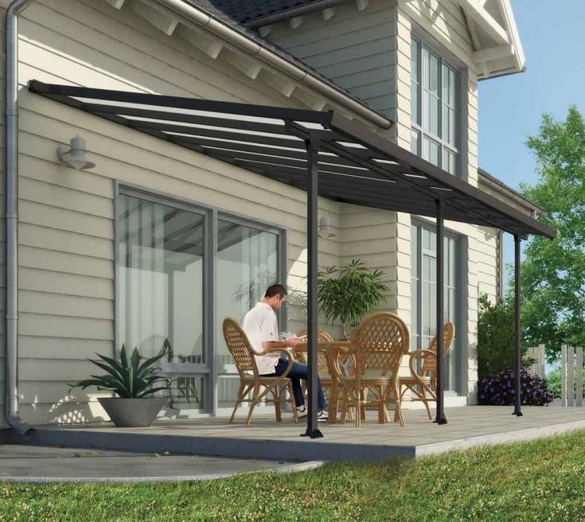 Palram - Canopia Terrassenüberdachung Feria grau 295x546x305 cm Basic