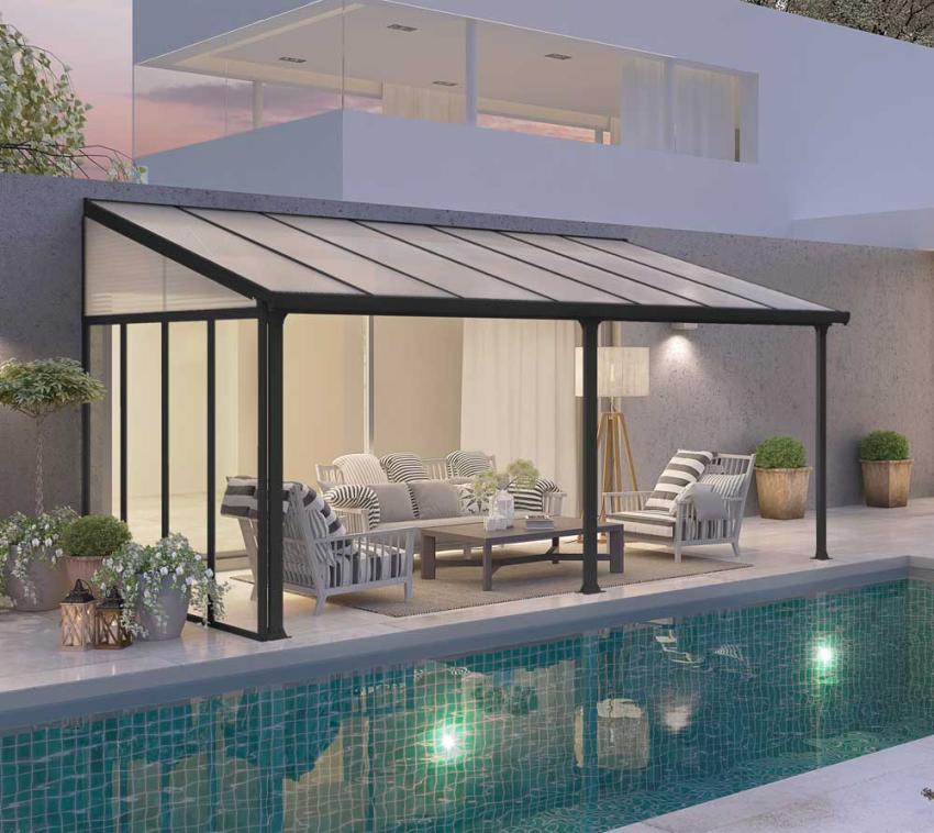 B-WARE Palram - Canopia Terrassenüberdachung Feria | Anthrazit | 295x546x305 cm 