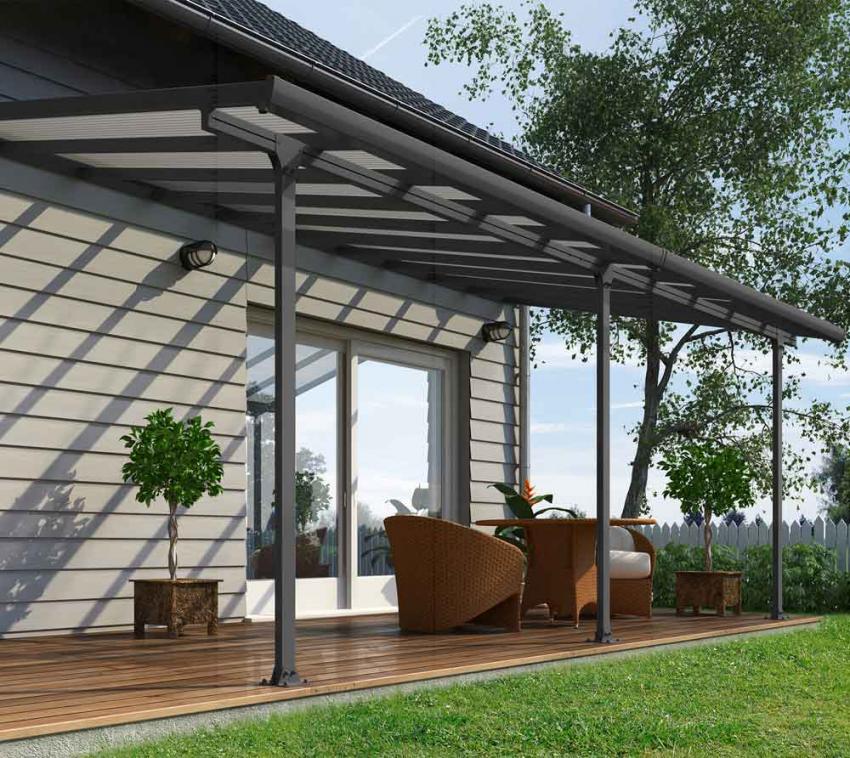 Palram - Canopia Aluminium Terrassenüberdachung Feria | Anthrazit | 295x610x305 cm 