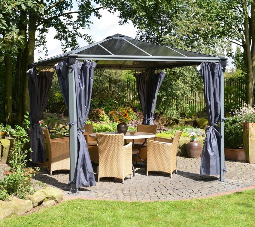 Palram - Canopia Polyester Pavillon Palermo 4300 Vorhänge grau 