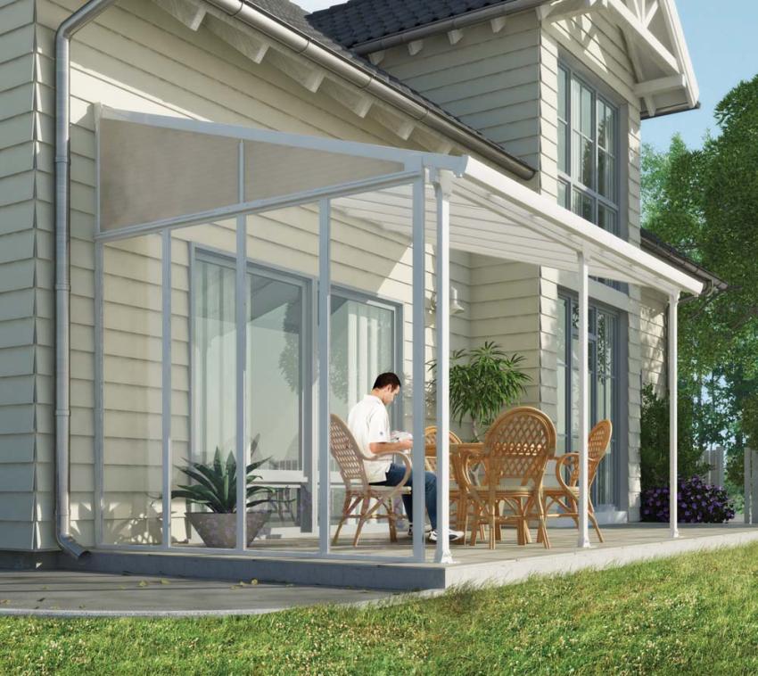 Palram - Canopia Seitenwand für Terrassendach mit 3 m Tiefe | Weiß | 264 cm 