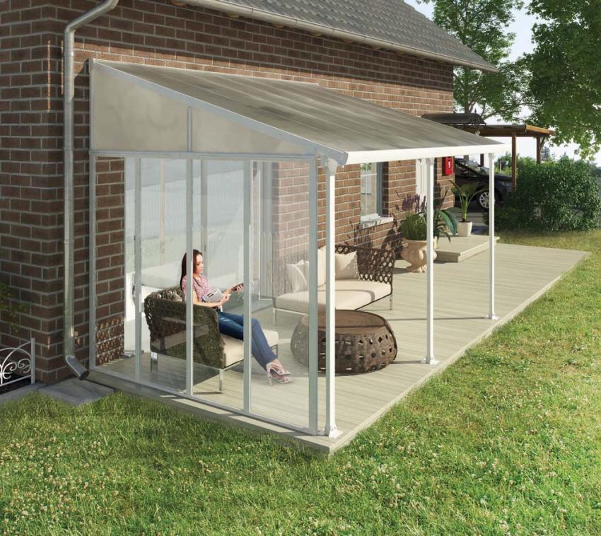 Palram - Canopia Seitenwand für Terrassendach mit 4 m Tiefe | Weiß | 330x305 cm 