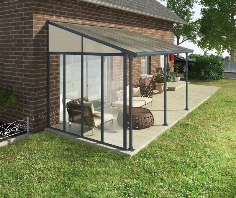 Palram - Canopia Seitenwand für Terrassendach mit 3 m Tiefe | Anthrazit | 264 cm 