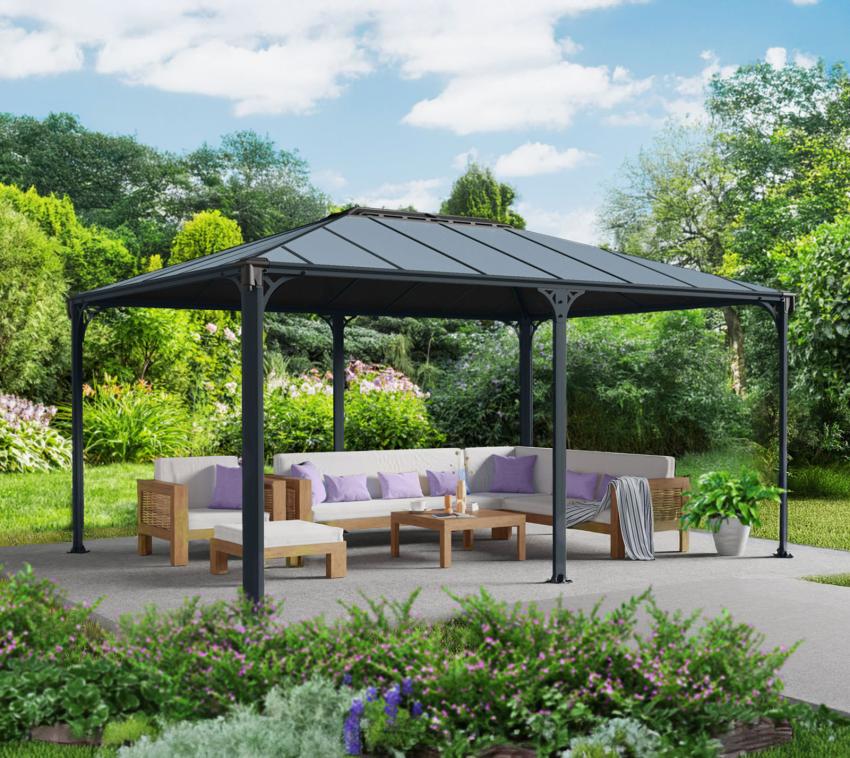 Palram - Canopia Aluminium Pavillon Martinique 5000 | Anthrazit | 359x493x285 cm 