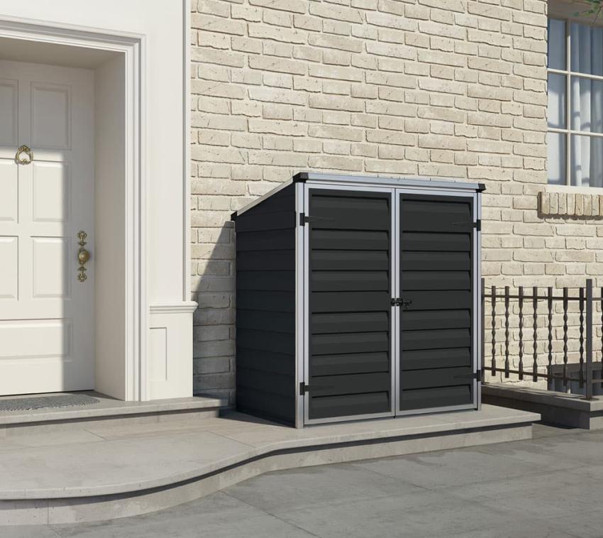 B-WARE Palram Gerätebox, Mülltonnenbox Voyager schwarz, 137x90 cm 
