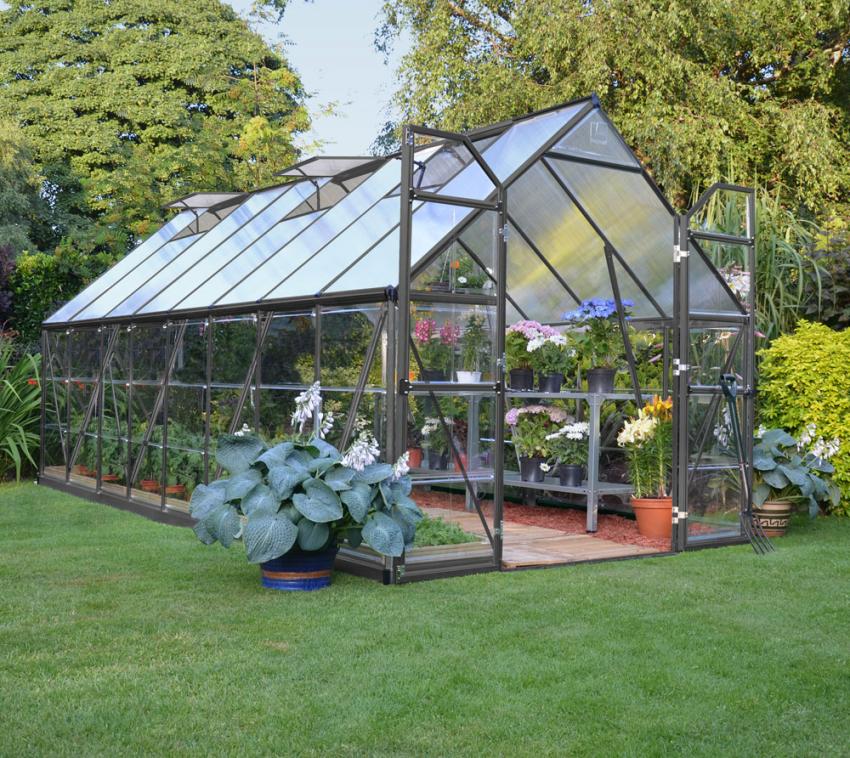 Palram - Canopia Aluminium Gewächshaus Balance 816 | Anthrazit | 487x244x229 cm 