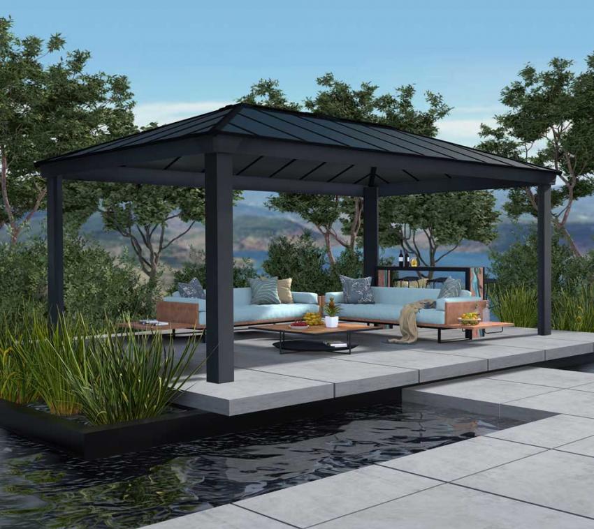 Palram - Canopia Aluminium Pavillon Dallas 6100 | Grau | 612x364x296 cm 