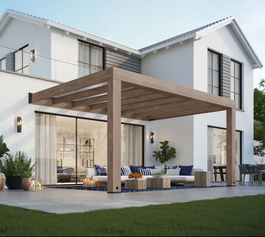 Palram - Canopia Zedernholz Terrassenüberdachung Helsinki 347 | Terrassenüberdachung Holz | Natur | 300x470x253 cm 