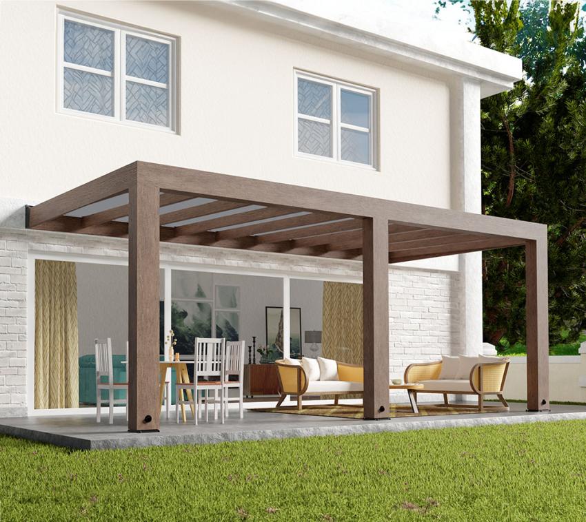 Palram - Canopia Zedernholz Terrassenüberdachung Helsinki 360 | Terrassenüberdachung Holz | Natur | 600x300x253 cm 