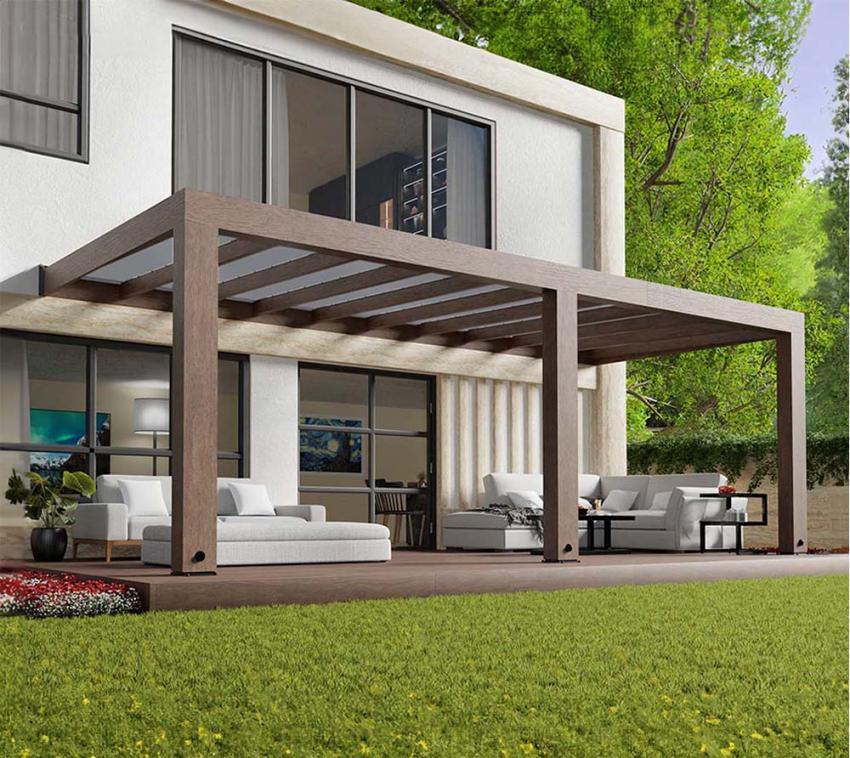 Palram - Canopia Zedernholz Terrassenüberdachung Helsinki 367 | Terrassenüberdachung Holz | Natur | 300x665x253 cm 