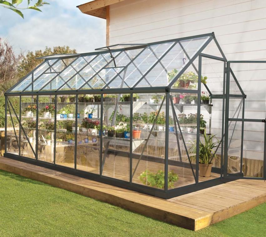 Palram - Canopia Aluminium Gewaechshaus Harmony 614 | grau | 424x185x208 cm 