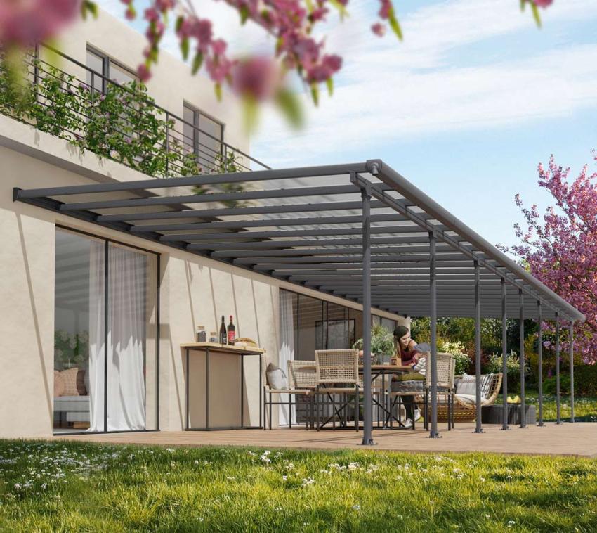 Palram - Canopia Aluminium Terrassenüberdachung Feria | Anthrazit | 385x1275x305 cm 