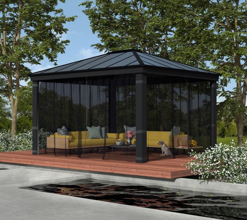 B-WARE Palram - Canopia Polyester Moskitonetz für Pavillon Dallas 4300 | Grau | 