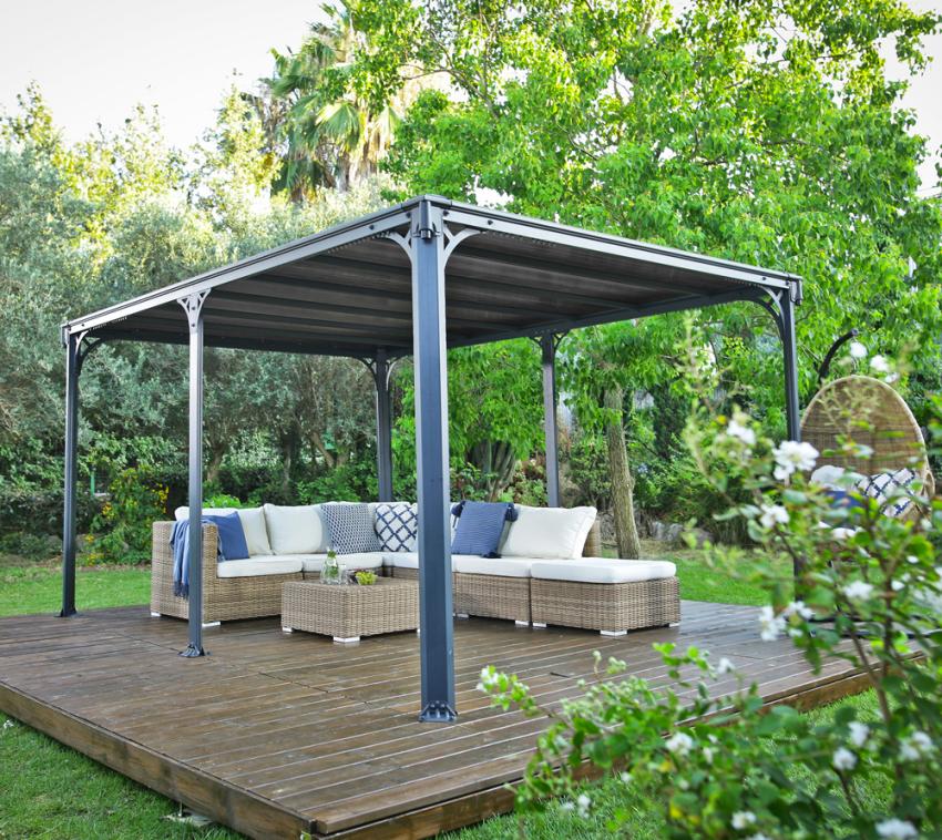 Palram - Canopia Aluminium Pavillon Milano 4300 | Anthrazit | 309x426x226 cm 