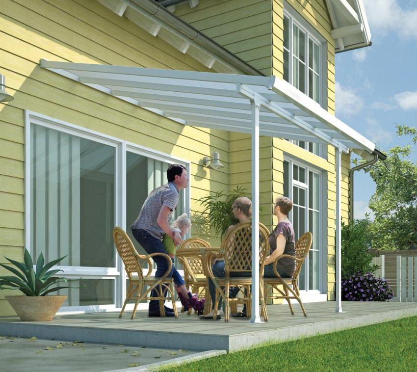 Palram - Canopia Aluminium Terrassenüberdachung Feria | Weiß | 387x1276x305 cm 