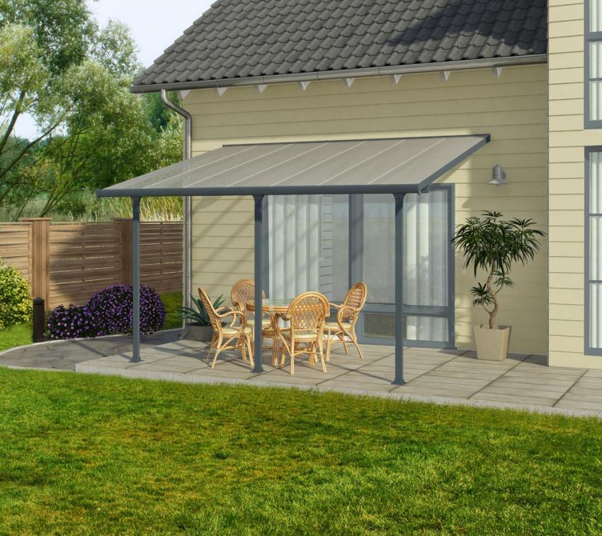 Palram - Canopia Aluminium Terrassenüberdachung Feria | Anthrazit | 295x1276x305 cm 