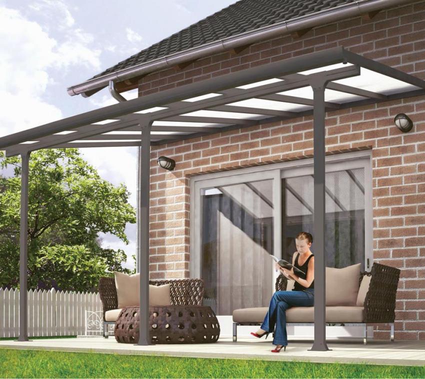 Palram - Canopia Aluminium Terrassenüberdachung Feria | Anthrazit | 295x1092x305 cm 