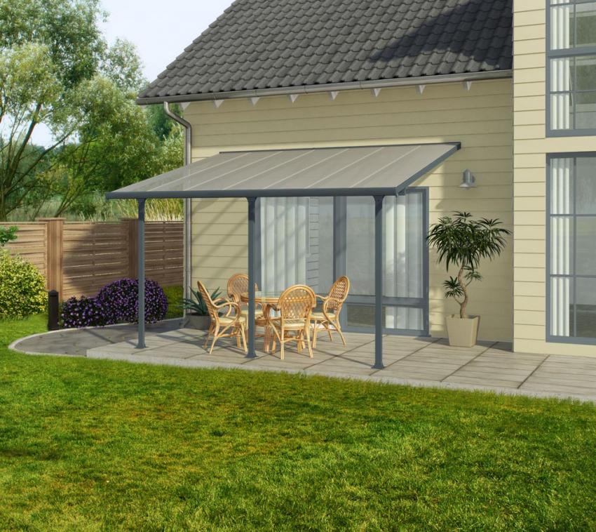Palram - Canopia Aluminium Terrassenüberdachung Feria | Anthrazit | 295x1220x305 cm 