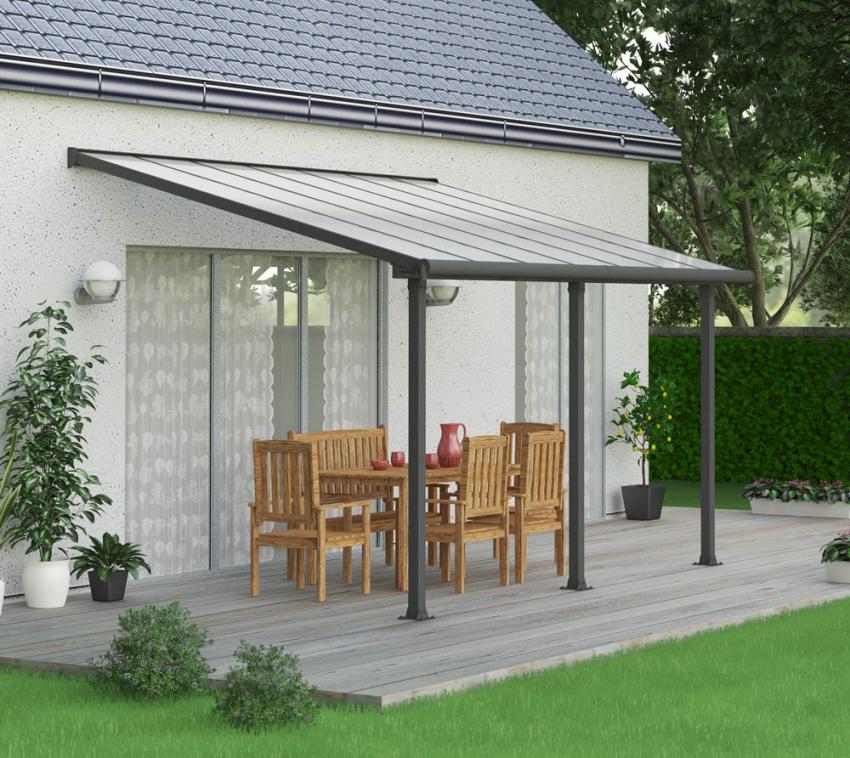 Palram - Canopia Terrassenüberdachung Olympia | Anthrazit | 295x425x305 cm Ohne Seitenwand