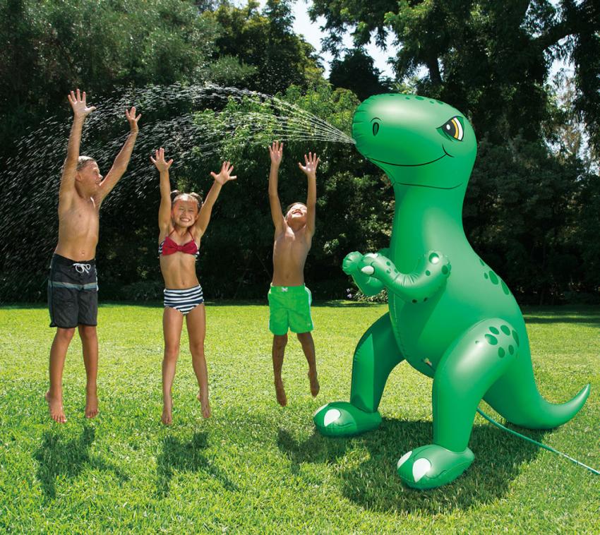 Summer Waves Kinder Wassersprinkler Gartendusche Wasserspiel Dino grün 