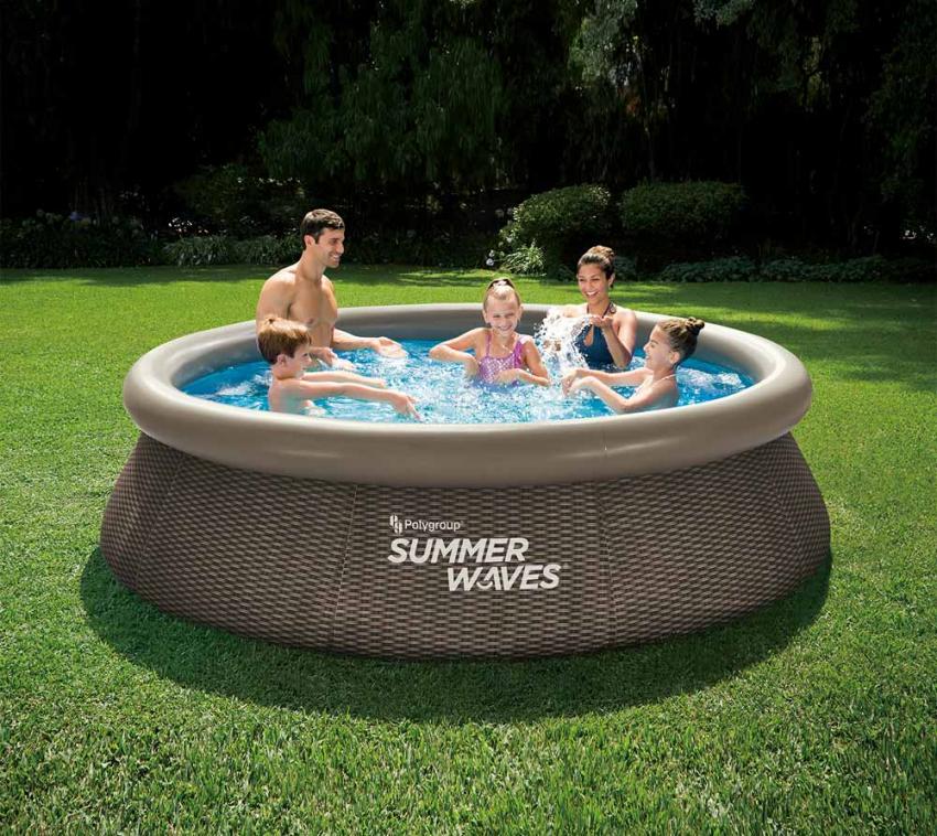 Summer Waves Quick Set Pool, aufblasbarer Pool Rattan braun, rund Ø 305 x 76 cm 