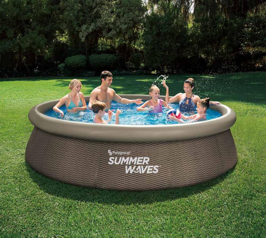 Summer Waves Quick Set Pool, aufblasbarer Pool Rattan braun, rund Ø 366 x 76 cm 