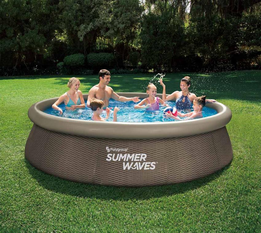 B-WARE Summer Waves Quick Up Pool Rattan rund | Braun | Ø 366x76 cm 