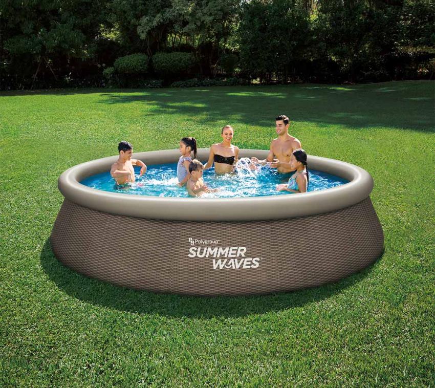 Summer Waves Quick Up Pool Rattanoptik rund | Braun | 396x84 cm 