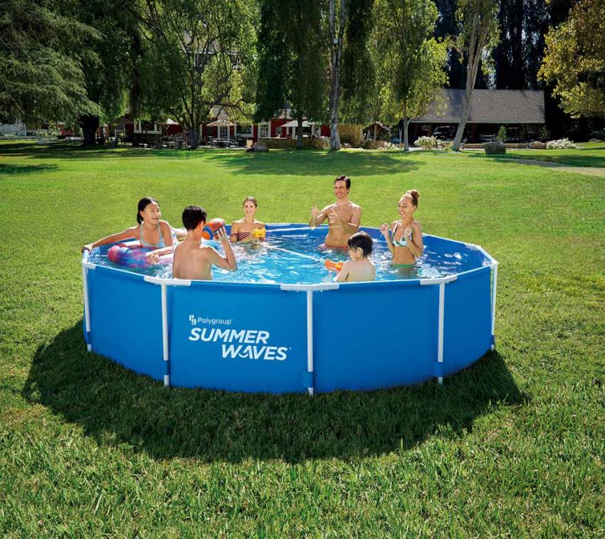 B-WARE Summer Waves Stahlrahmen Aufstellpool Active Frame rund | Blau | 366x366x76 cm 