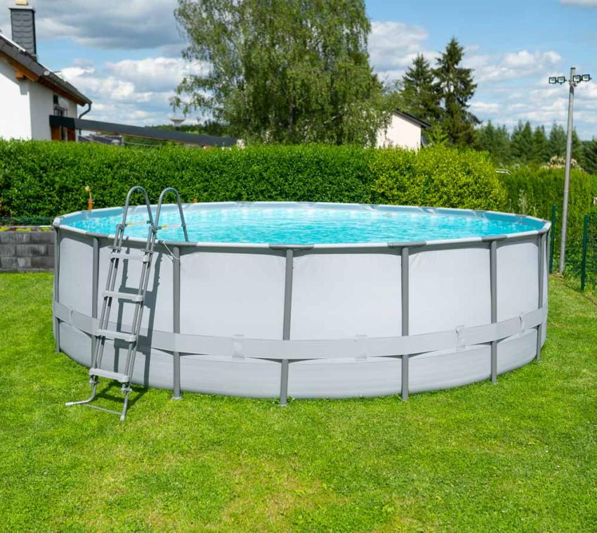 Summer Waves Elite Frame Pool | Aufstellpool rund | Komplettset | Grau | Ø 549x132 cm 