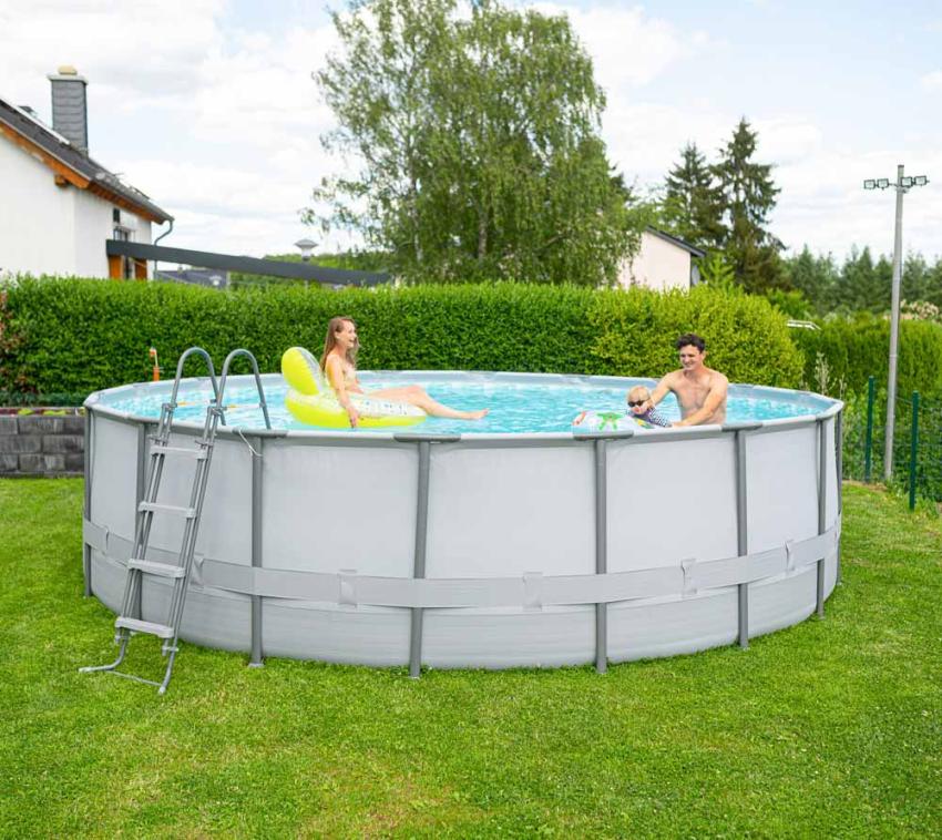 Summer Waves Stahlrahmen Aufstellpool Elite Frame rund | Anthrazit | 549x549x132 cm 
