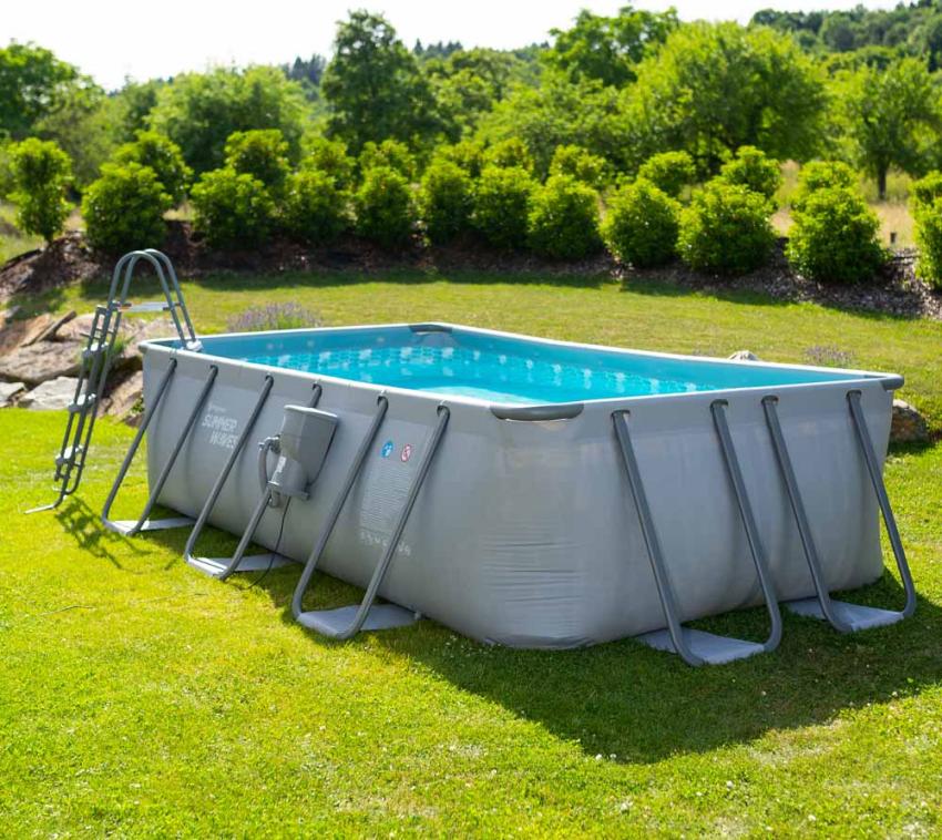 B-WARE Summer Waves Stahlrahmen Aufstellpool Elite Frame eckig | Anthrazit | 400x200x100 cm 
