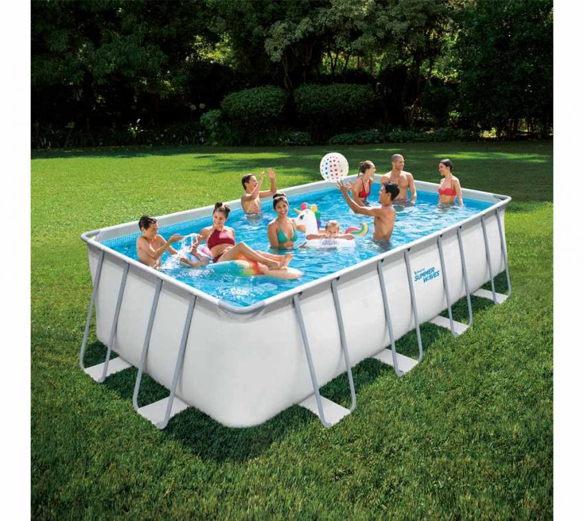B-WARE Summer Waves Stahlrahmen Aufstellpool Elite Frame eckig | Lichtgrau | 549x274x132 cm 