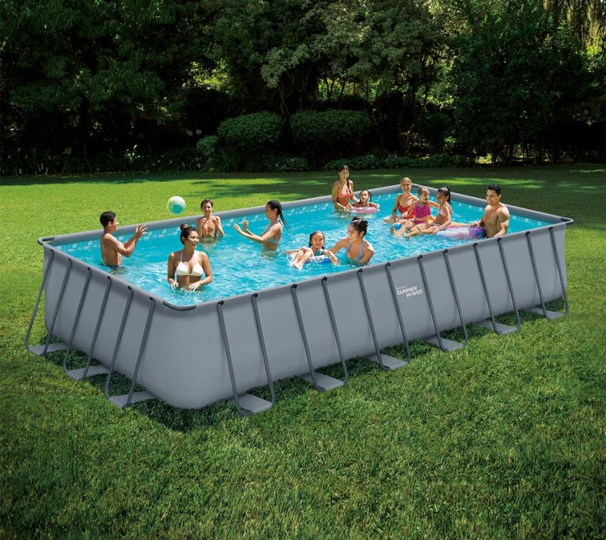 Summer Waves Stahlrahmen Aufstellpool Elite Frame eckig | Anthrazit | 732x366x132 cm 