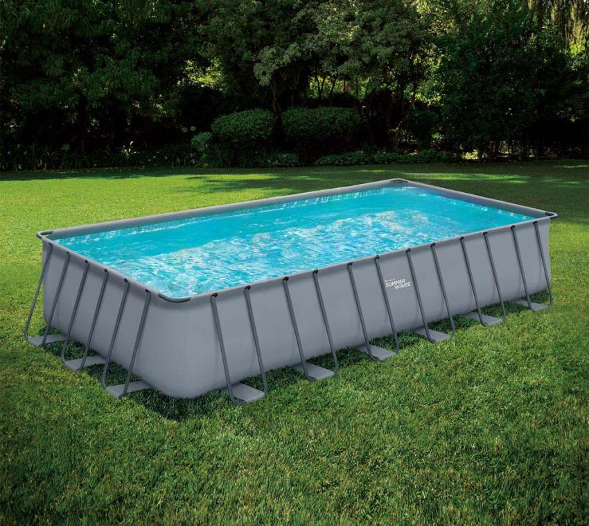 Summer Waves Elite Frame Pool | Aufstellpool rechteckig | Komplettset | Grau | 732x366x132 cm 